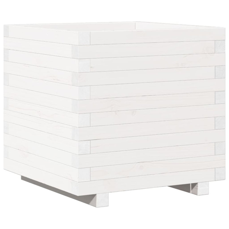 9 Wood Planter, 49.5cm H x 50cm W x 50cm D, White