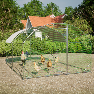 Grande cage à poules en métal avec couvercle imperméable et anti-UV, cage de clôture en forme de dôme pour l'extérieur et la ferme, tube de 1 po de diamètre, 9,84 pi x 13,12 pi x 6,56 pi