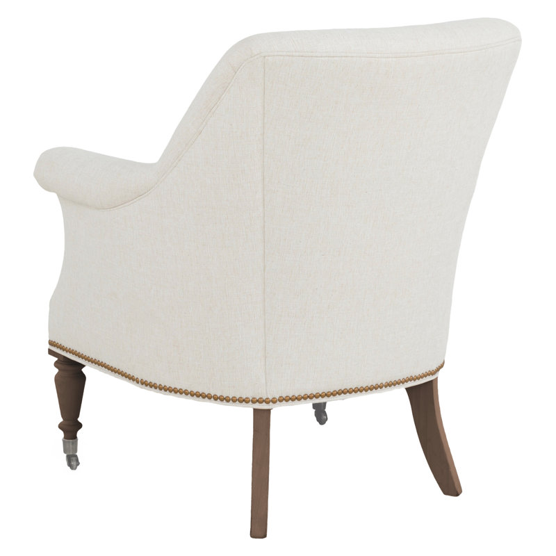 Upholstered Armchair, Almond Buff, Small Brass, 1130 Pottery
