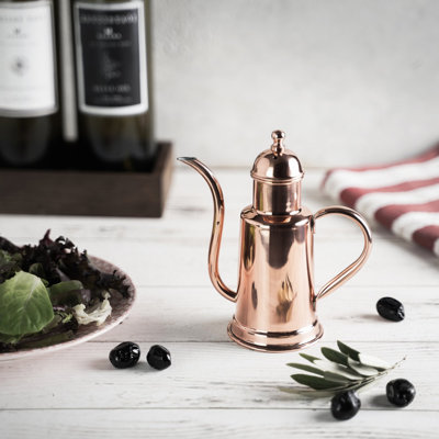 Distributeur d'huile d'olive en cuivre fabriqué à la main avec verseur anti-goutte, bouteille d'huile de cuisine de 600 ml