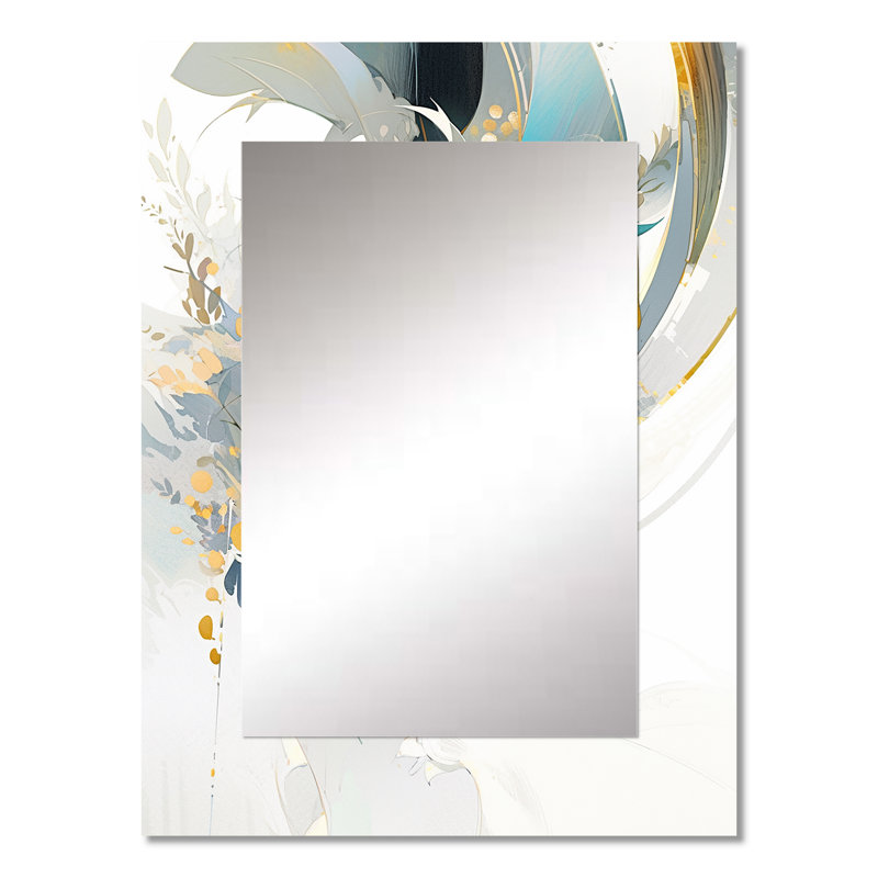 Turquoise et or mosaïque Echoes II - grand miroir mural, miroir unique moderne, art imprimé en métal, 32 po x 24 po