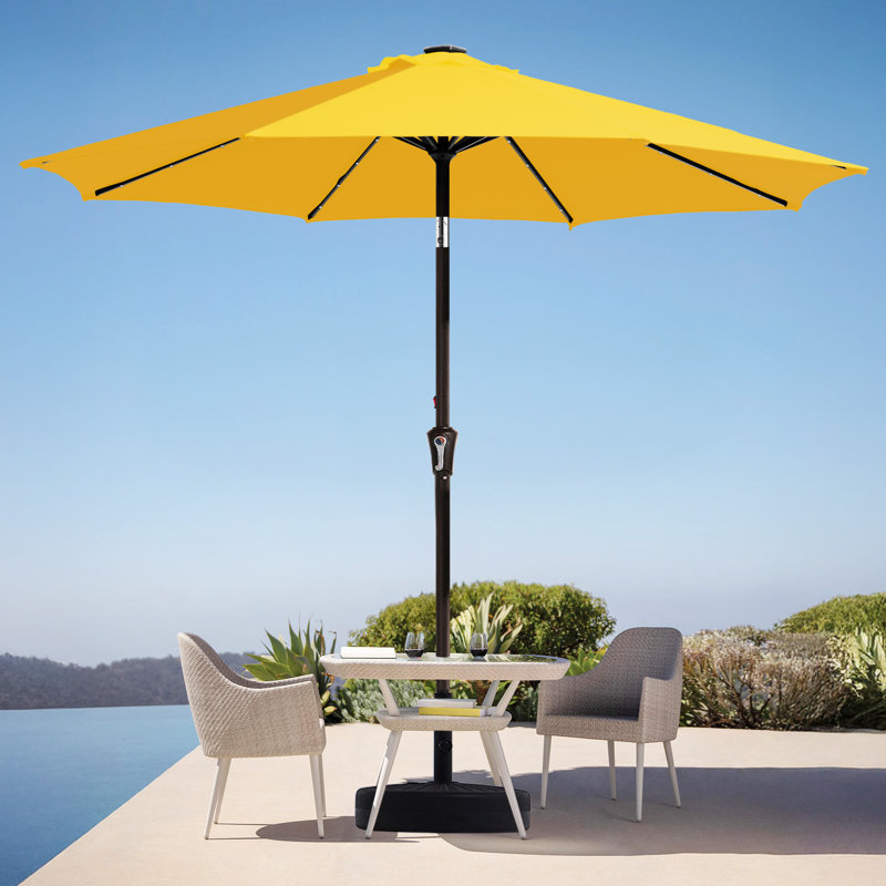 Parasol de marché avec manivelle Beka, H 91,2 po x l 108 po x P 108 po, Jaune
