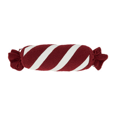 Red & White Christmas Peppermint Candy Decorative Filled Throw Pillow 5" X 21"