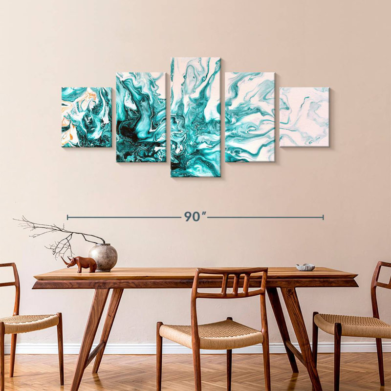 Avery Turquoise Dynamic Abstract, 42" H x 92" W