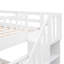 Lit superposé avec escalier avec rangement et garde-corps, finition blanche, bois massif, escalier à quatre marches, lit à lattes, couleur, espace, pieds, divisibles en deux lits