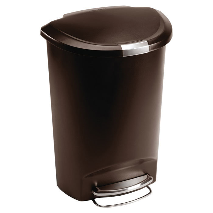 Mocha 50L Semi-Round Plastic Step Trash Can with Steel Pedal
