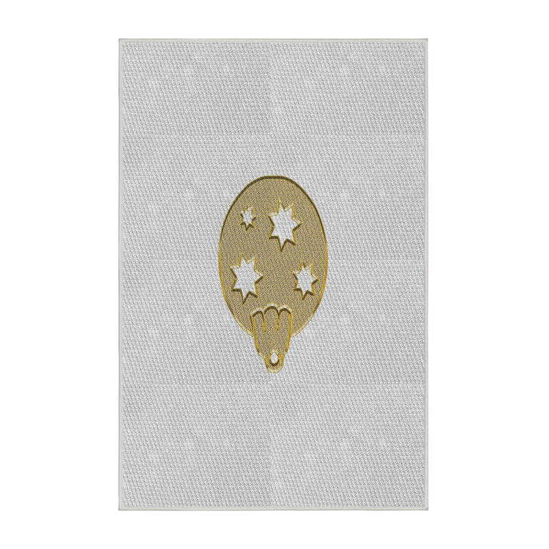 Tapis doré/blanc tissé à la machine, Rectangle 5 pi x 7 pi