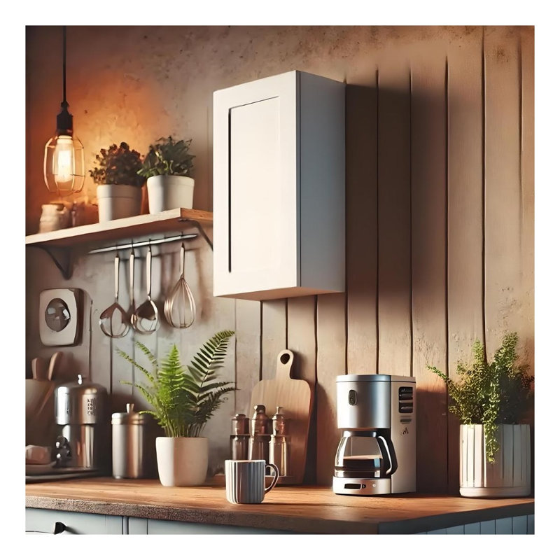 Armoire murale en bois massif de 15 pouces au fini laqué blanc avec tablettes réglables pour la salle de bain ou la cuisine