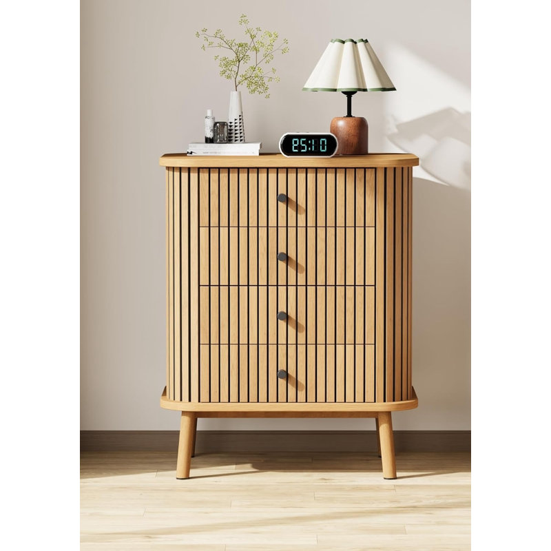 4 Drawer Dressers, With Matte Black Handles And Wood Legs
