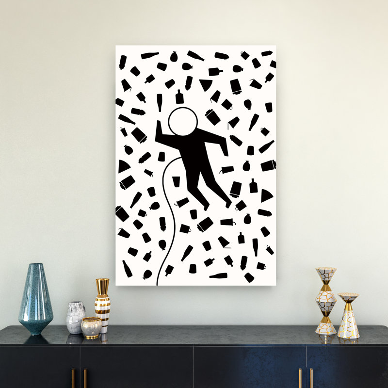 Man Lost In Debris Abstract Minimalist Ocean Wall Art Print 1 Piece Wrapped Canvas Wall Art, 91.44cm H x 60.96cm W
