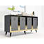 Console moderne, anthracite et or, 59,1 po x 15,7 po x 15,7 po | 100% panneau de particules enduit de mélamine, épaisseur: 0,7 pouce | Design élégant et glamour pour le salon et le vestibule, durable et élégant-1320996145