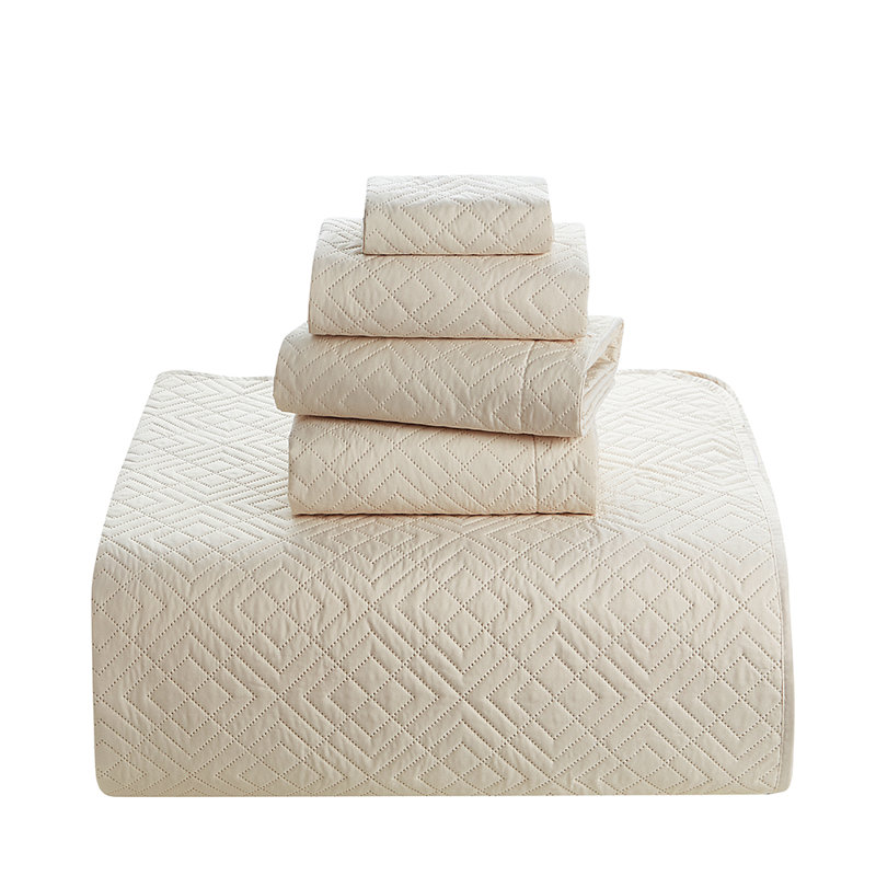 Ensemble de courtepointe réversible en microfibre Diamond Weave Premium, Courtepointe très grand + 2 taies décoratives po