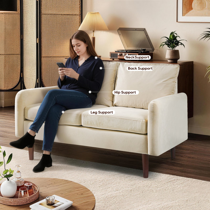 Causeuse Hessville, Velours beige