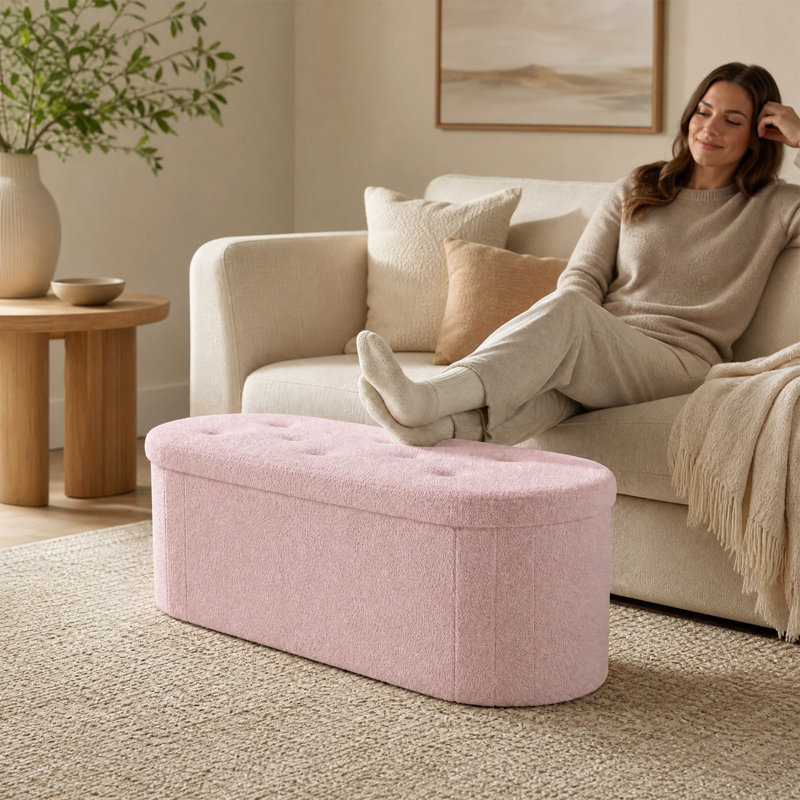 Repose-pieds avec rangement et repose-pieds ovale avec rangement, Pink