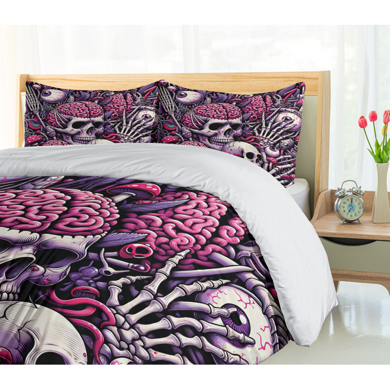 Skull Duvet Cover, California King Duvet Cover + 2 Standard Shams