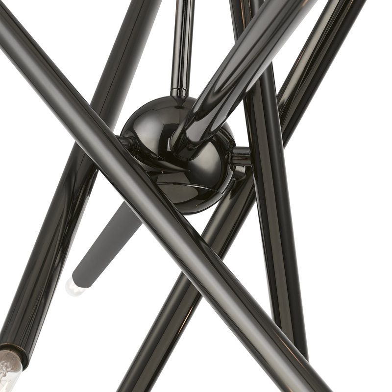 Asherah 10-Light Dimmable Sputnik Linear Chandelier, Black Chrome
