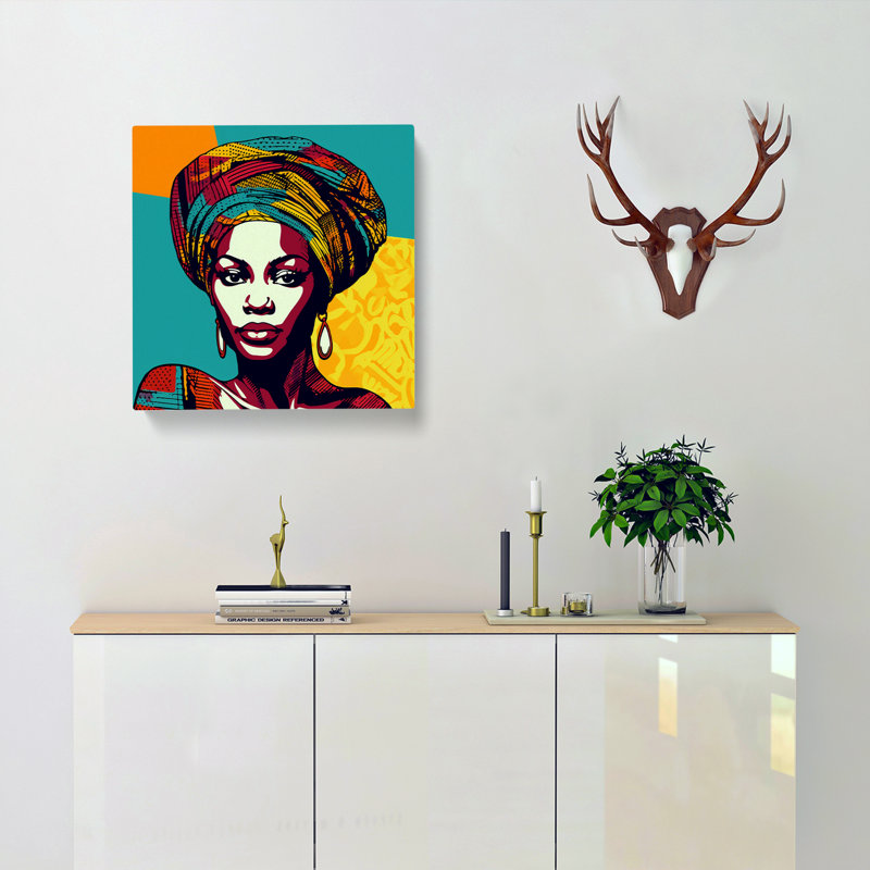 African Woman Pop No.1 - No Frame Print, 50cm H x 50cm W x 3cm D