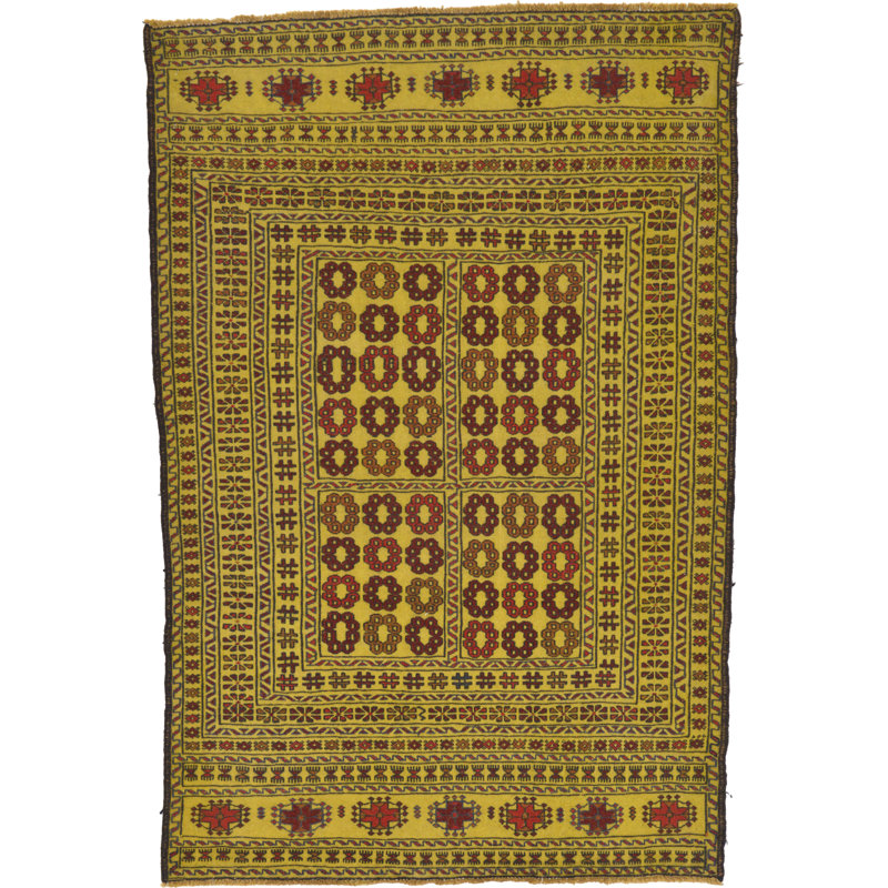 Tapis en laine beige 4 pi 2 po x 6 pi 3 po one-of-kind à la main noué la new Warminster