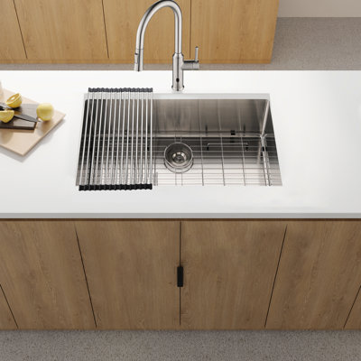 33X19x10" Undermount Stainless Steel Sink - Strong And , Rust & Stain , 16 Gauge, Brushed Nickel Finish Kitchen Dent- T304, Stain-,