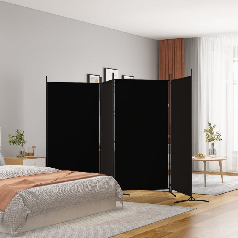 Abdisamad 3 Panel Room Divider, Black, 4, 180cm H x 346cm W