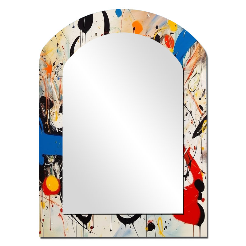 «All That Jazz Colorful Joy III - Abstract Collages Arch, miroir mural unique, miroir asymétrique moderne, impression sur métal