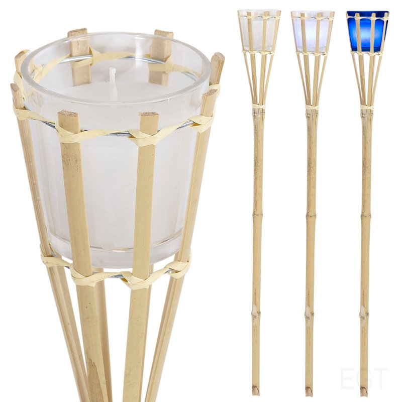 4 Piece Wood Candlestick Set with Candle Included