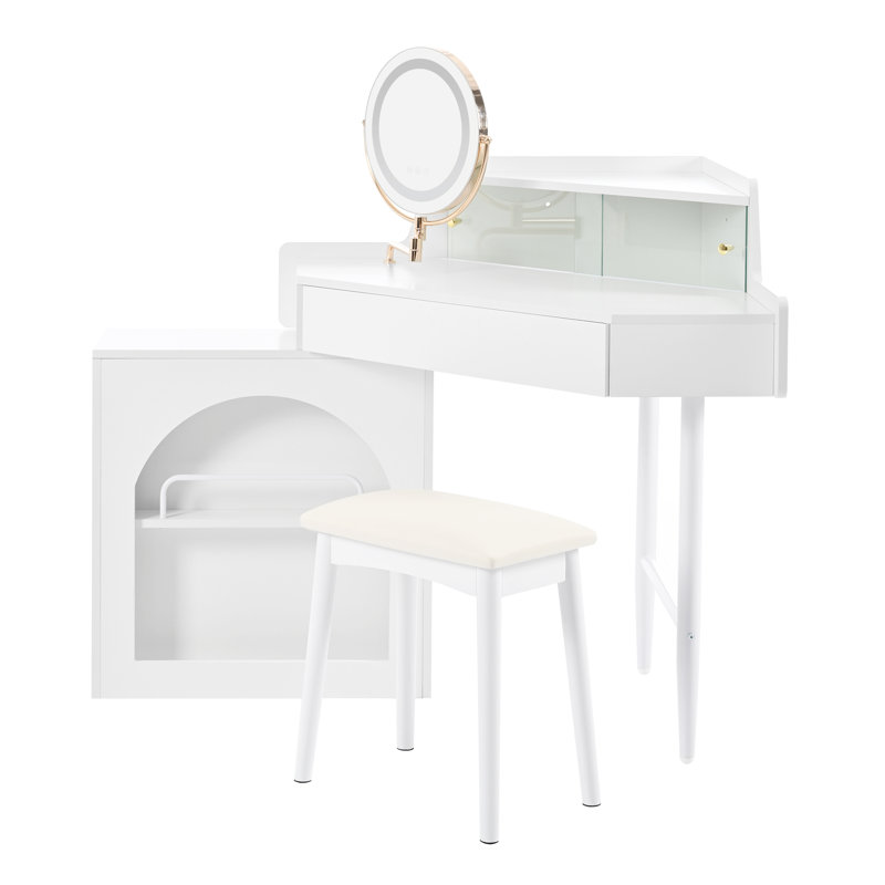 Meuble-lavabo de coin avec miroir et lumières DEL