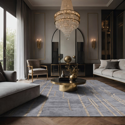 Tapis gris soyeux et moelleux