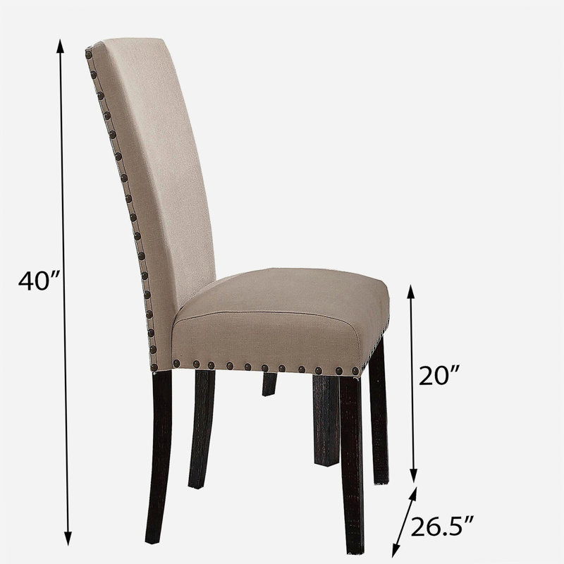 Ensemble de 2 chaises d'appoint rembourrées en chêne foncé et beige