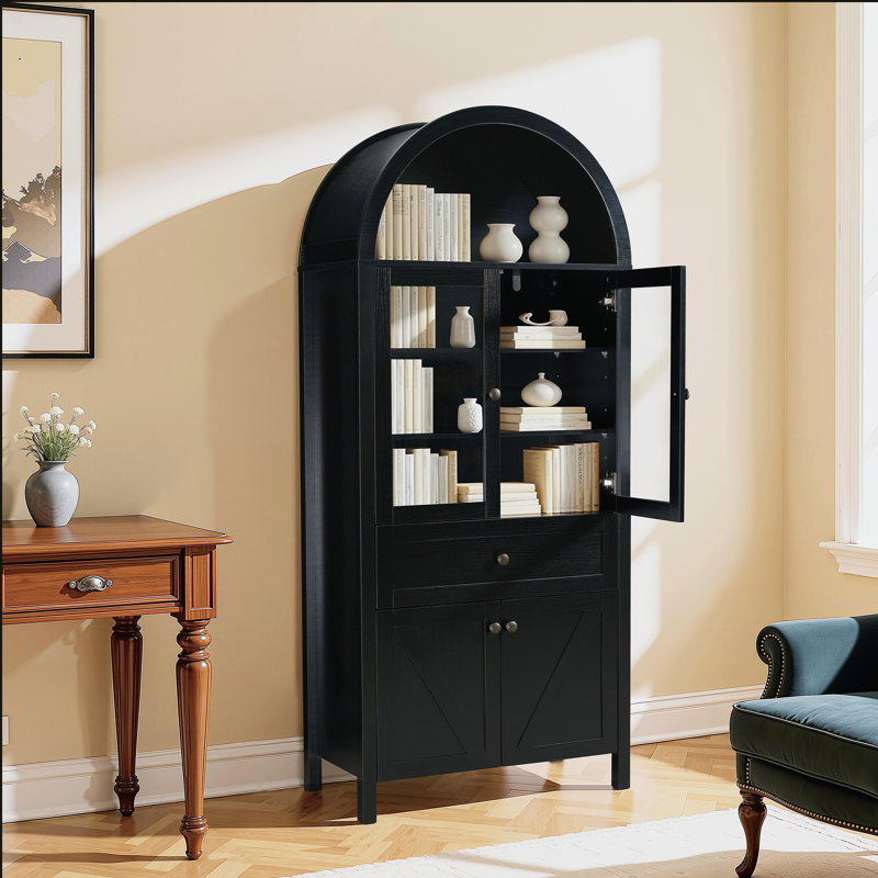 Armoire de cuisine, armoire dôme haute, armoire de rangement autoportante, Noir