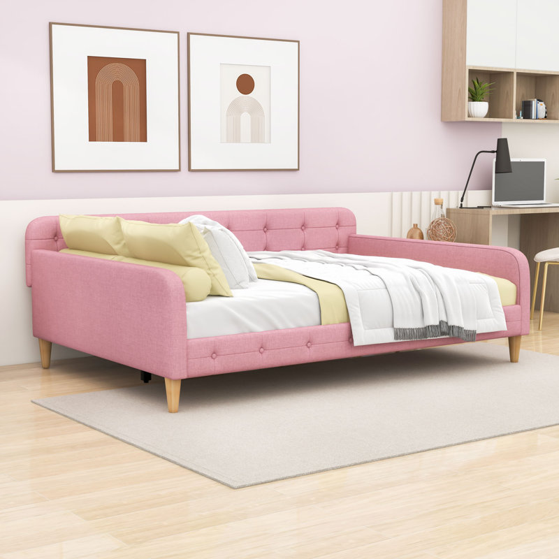 Kimery Upholstered Dayed with Slats, Pink, Full/Double