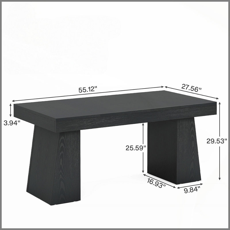 Bureau de direction moderne de 55 pouces de style Mid-Century avec double base trapézoïdale, poste de travail élégant et table de conférence