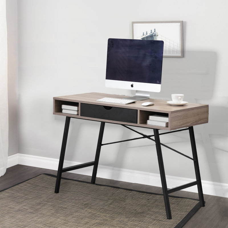 Bureau de jeu réversible avec huche Mccune, Noyer / Noir, H 30 po x l 19 po x P 43,3 po