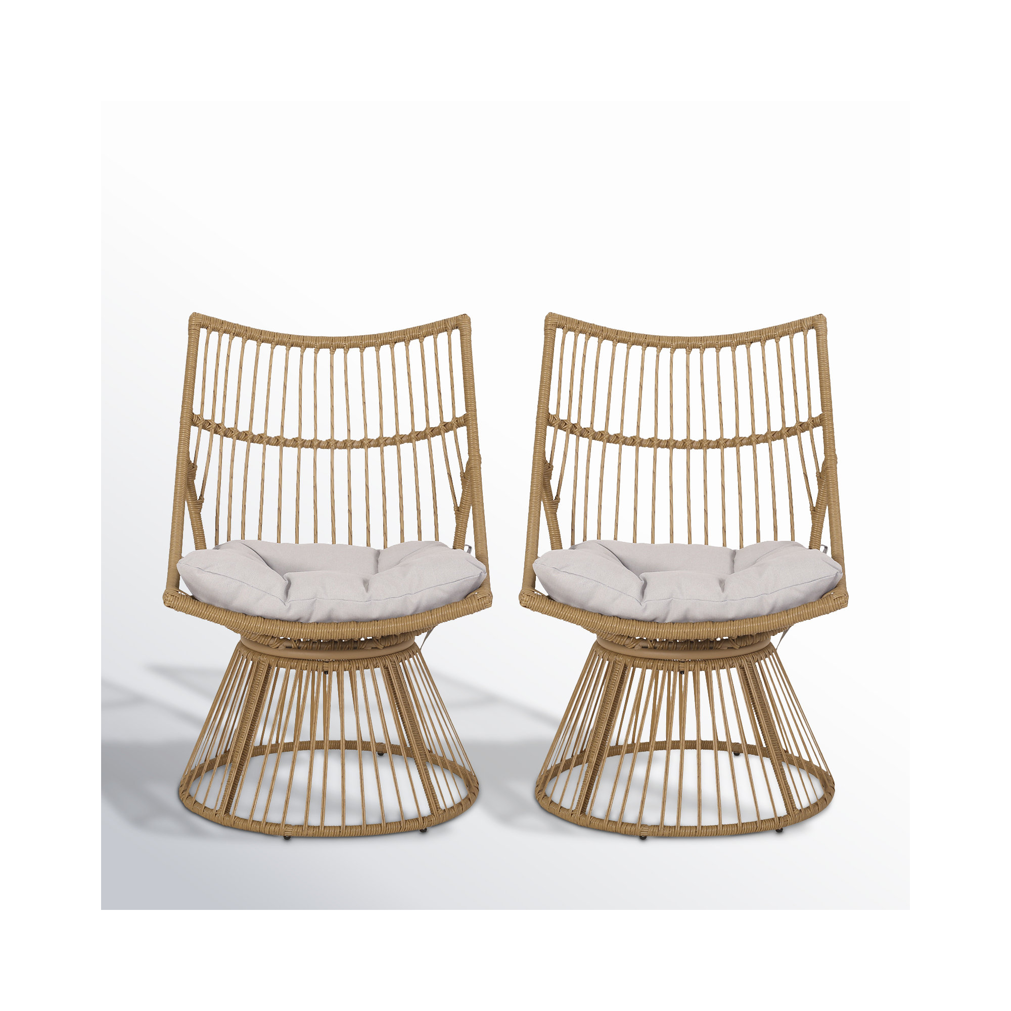 Fiona Patio Chairs with Cushions, Light Brown, Beige