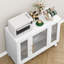 Buffet moderne avec portes en verre cannelé, armoire de rangement 36 po avec tablette réglable, armoire à café en bois, armoire d'appoint pour la cuisine, le salon