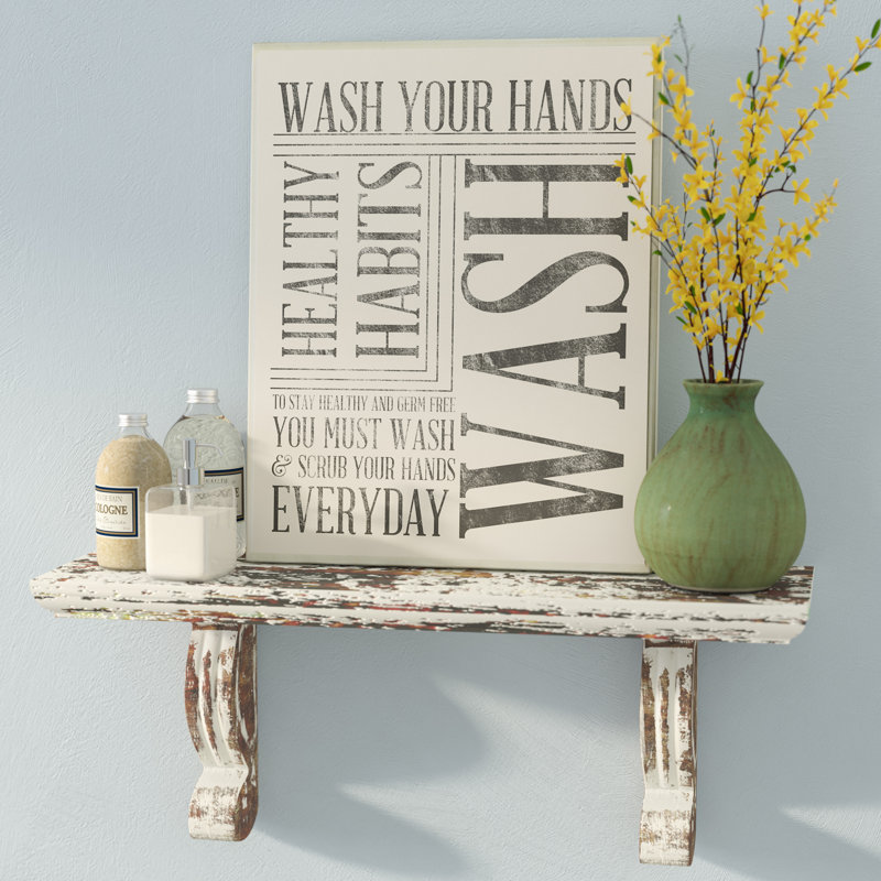 Fenndhy Wash Your Hands - impression d'art textuel, Toile tendue, H 30 po x l 24 po x P 1,5 po