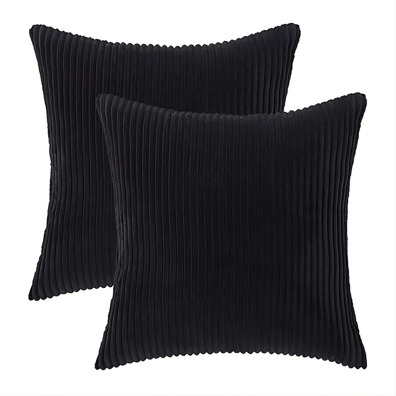 Coussin en velours côtelé réversible, Noir