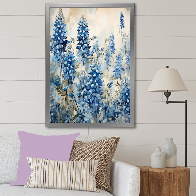 Blue Bonnets Tranquility II, reproduction d'art sur toile, Argent, H 40 po x l 30 po x P 1,5 po