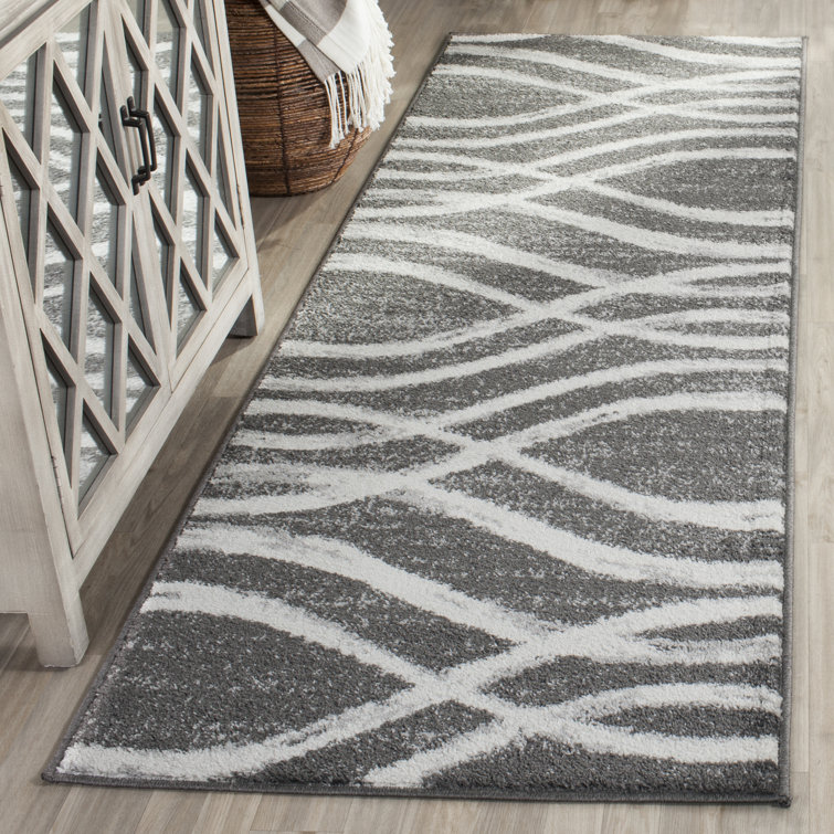 2'3"X8' Andrzelika Abstract Charcoal/Ivory Area Rug