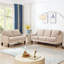 Revêtement en velours taupe rembourré 3 pièces, structure, pieds en bois, chambre à coucher contemporaine 3 places avec accoudoirs arrondis, revêtement et structure de soutien-239827464-239827477-239827479