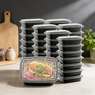 Reusable Meal Prep Containers With Lids, 50-Pack BPA-Free Plastic Food Storage Containers, Microwave, Dishwasher & Freezer Safe, Leak Proof Single Compartment Lunch Boxes For Portion Control