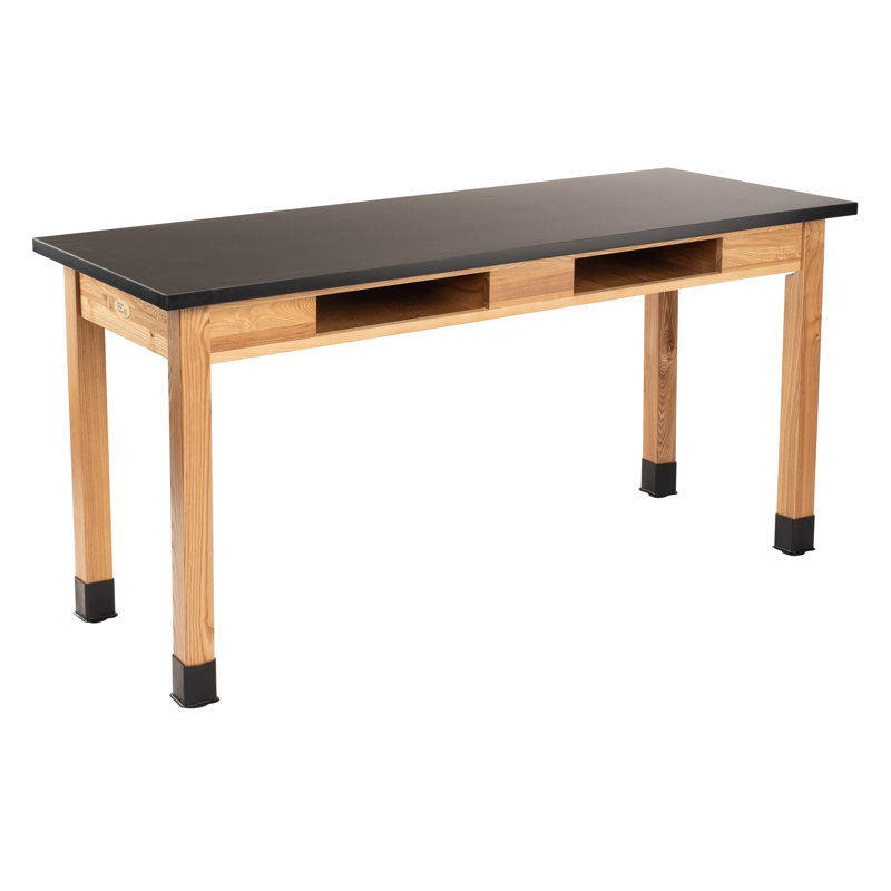 Table de science en bois 30 po avec compartiments à livres, H 30 po x l 54 po x P 24 po, Résistant aux produits chimiques