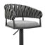 Tabouret de bar ou de bar pivotant réglable Blaise en métal noir avec tissu gris et similicuir