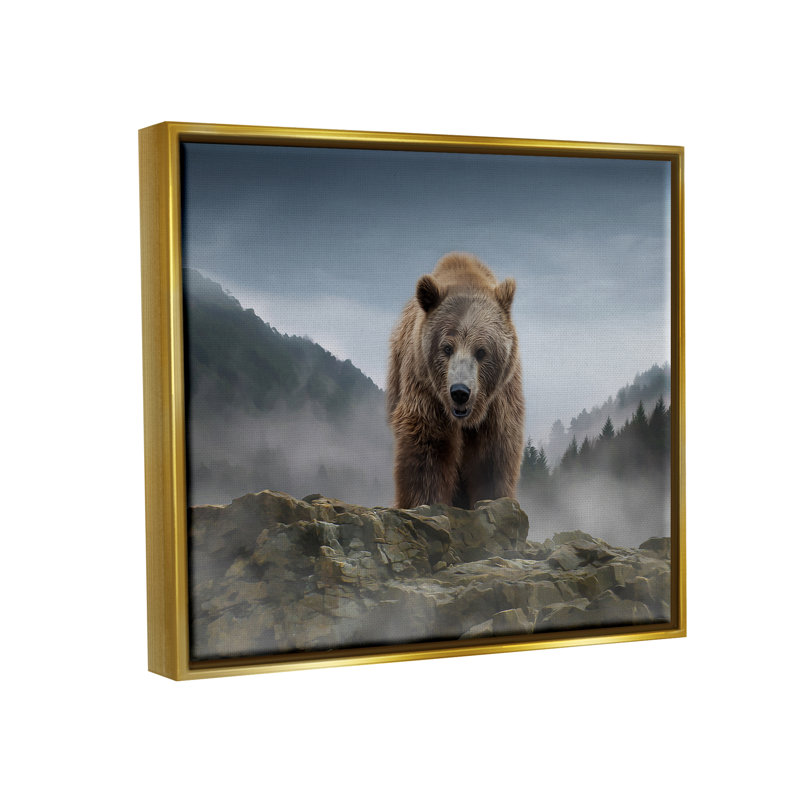 «Roaring Brown Grizzly Bear Rocky Mountain Top View» par Kelley Parker - impression, H 17 po x l 21 po x P 1,5 po