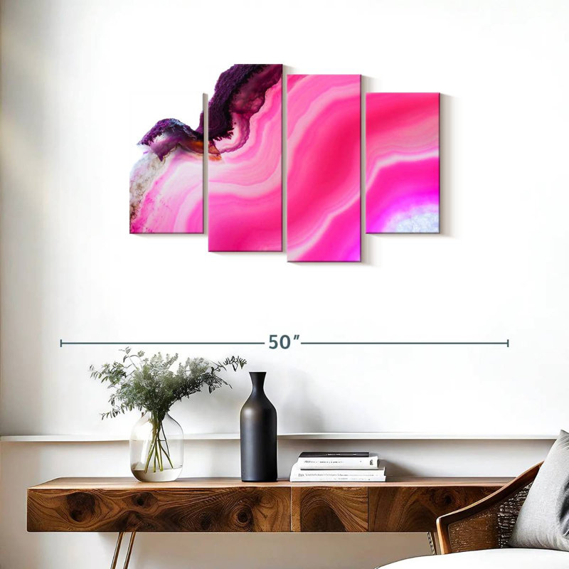Avery magenta abstrait, H 22 po x l 36 po