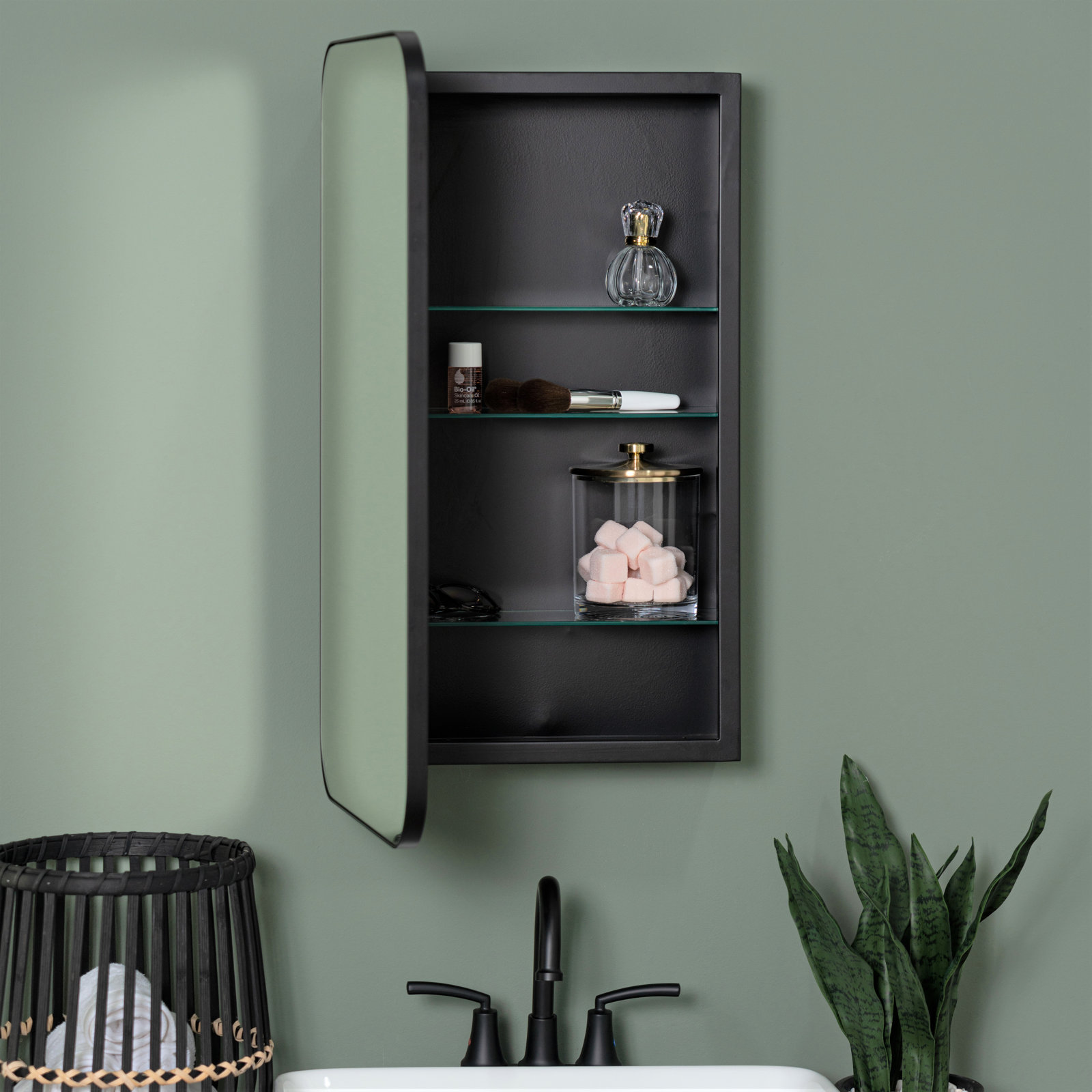 Eaton Recessed Medicine Cabinet, Black