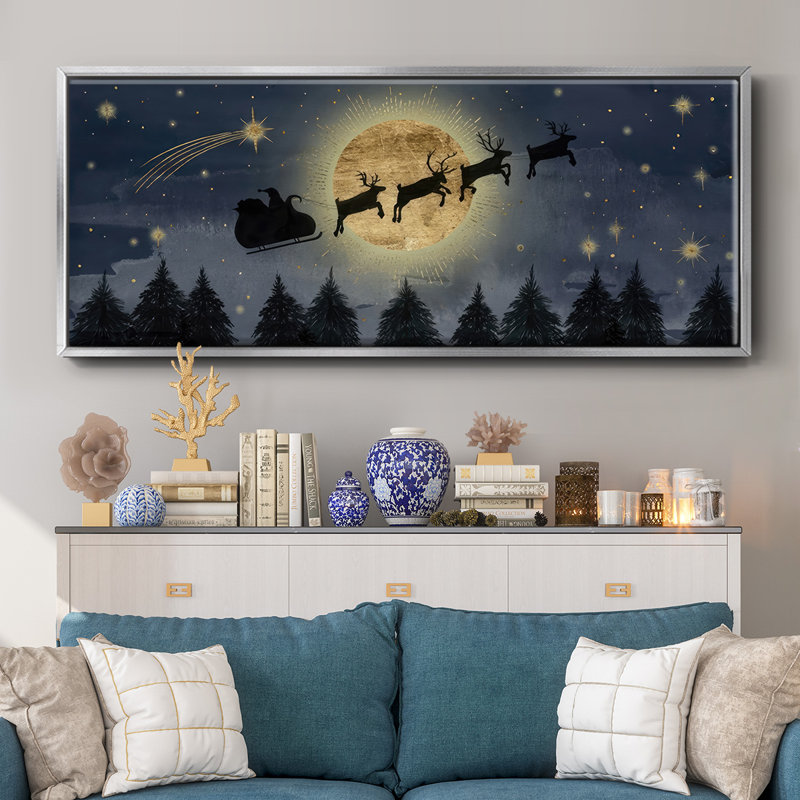 Santas Ride- Framed Canvas, 12" H x 30" W