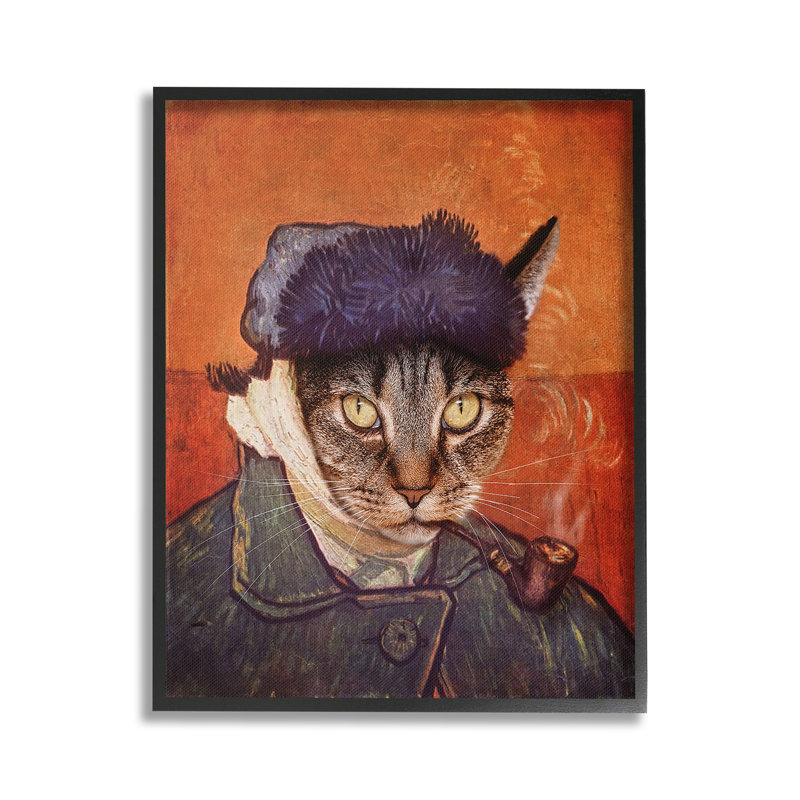 Autoportrait de chat classique, estampe numérique par Karen Burke, Giclée encadrée blanc bord de mer, H 20 po x l 16 po