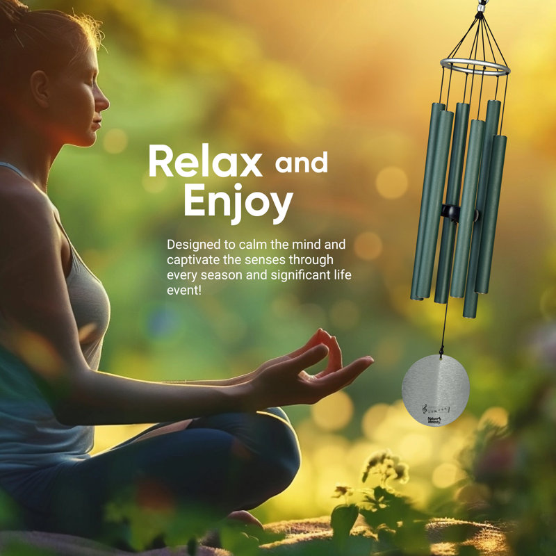 Carillons extérieurs 6 tubes Nature's Melody, H 28 po x l 4,5 po x P 4,5 po, Vert forêt