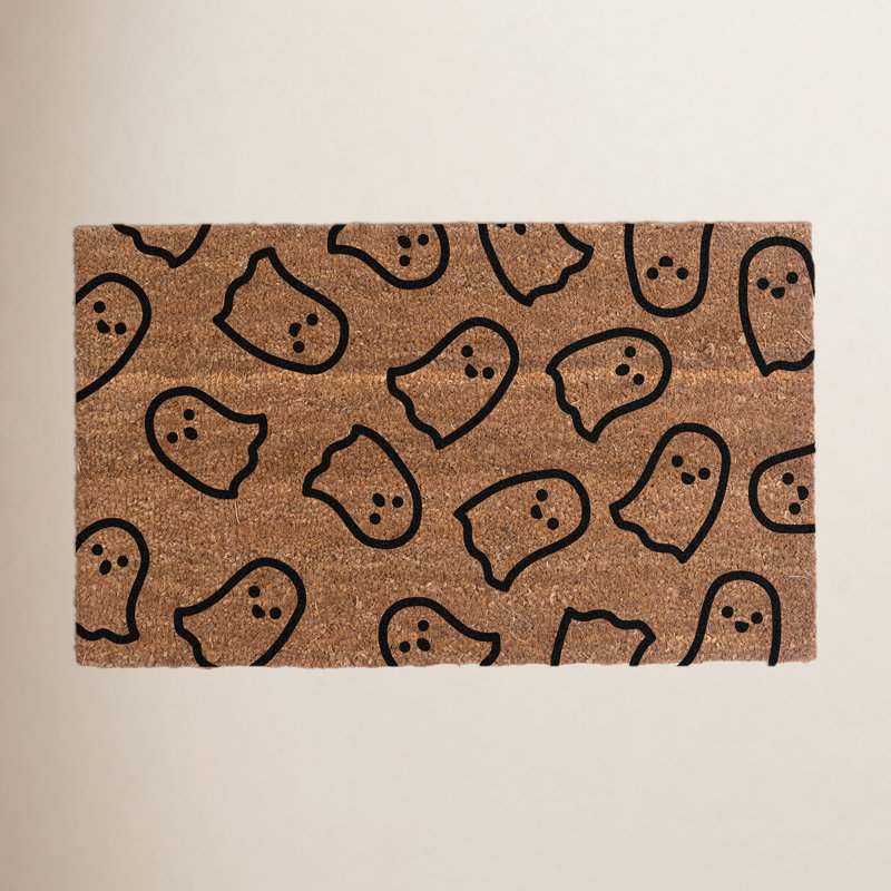Dimitrious Non-Slip Halloween Outdoor Doormat, 18" W x 30" L, Brown/Black